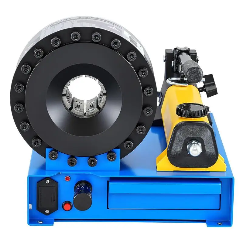 Pince à sertir hydraulique manuelle avec 8 matrices et micromètre rotatif, plage de sertissage 6-28 mm pour automobile, huile et tuyaux, kit d'outils de réparation robuste avec boîte de rangement, noir