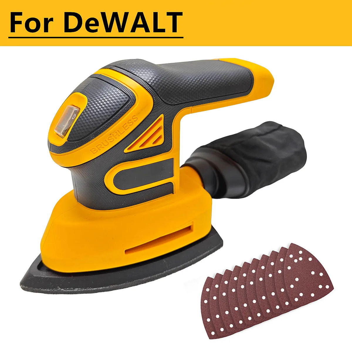 For DEWALT 20V Battery Cordless Electric Mouse Sander Brushless Detail Sander 12000opm Dust Collection 10 Sandpaper Woodworking