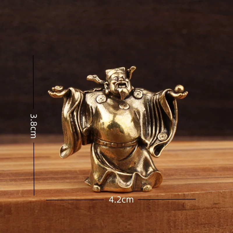 1/2 pieces of brass God of Wealth ornaments, grand God of Wealth ornaments, brass small copper ornaments, Happy Buddha view 4