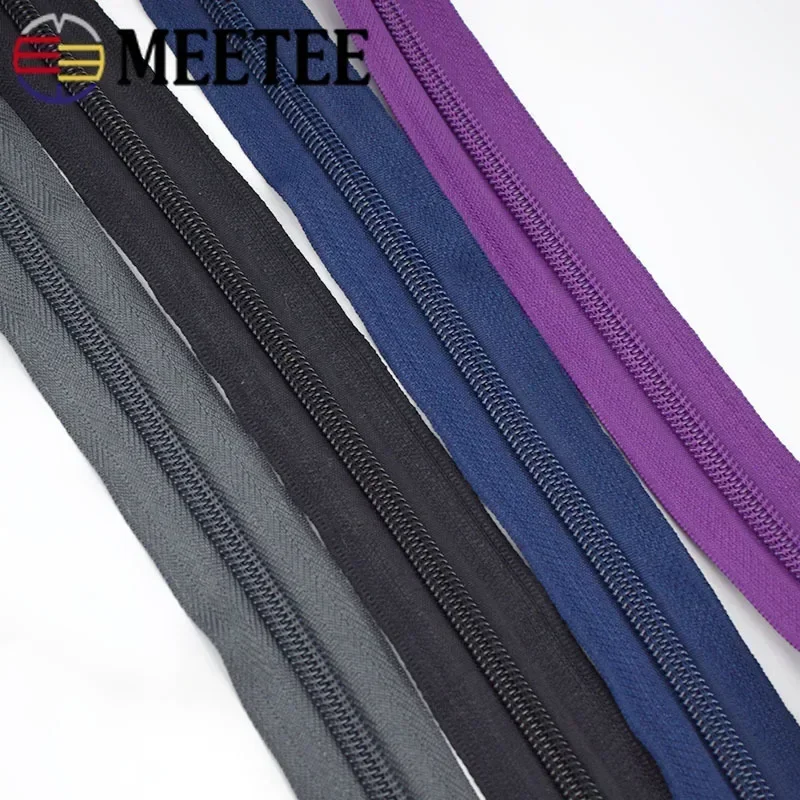 Meetee 5# 5/10Meters Nylon Zipper +Pull Sliders for Home Textile Clothing Luggage Bags Quilt Cover Zip Sewing Accessories AP672