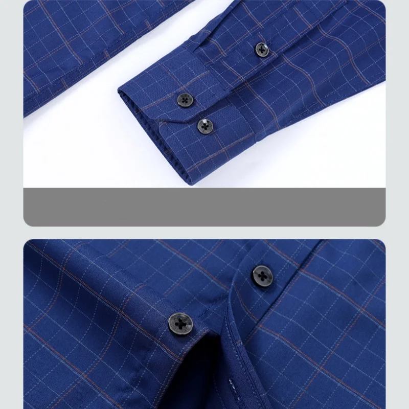 2025 الرجال منقوشة قميص طويل الأكمام الأعمال عادية مكتب العمل الراحة صالح الكلاسيكية منقوشة قمصان ربيع الخريف حجم كبير S-7XL #6