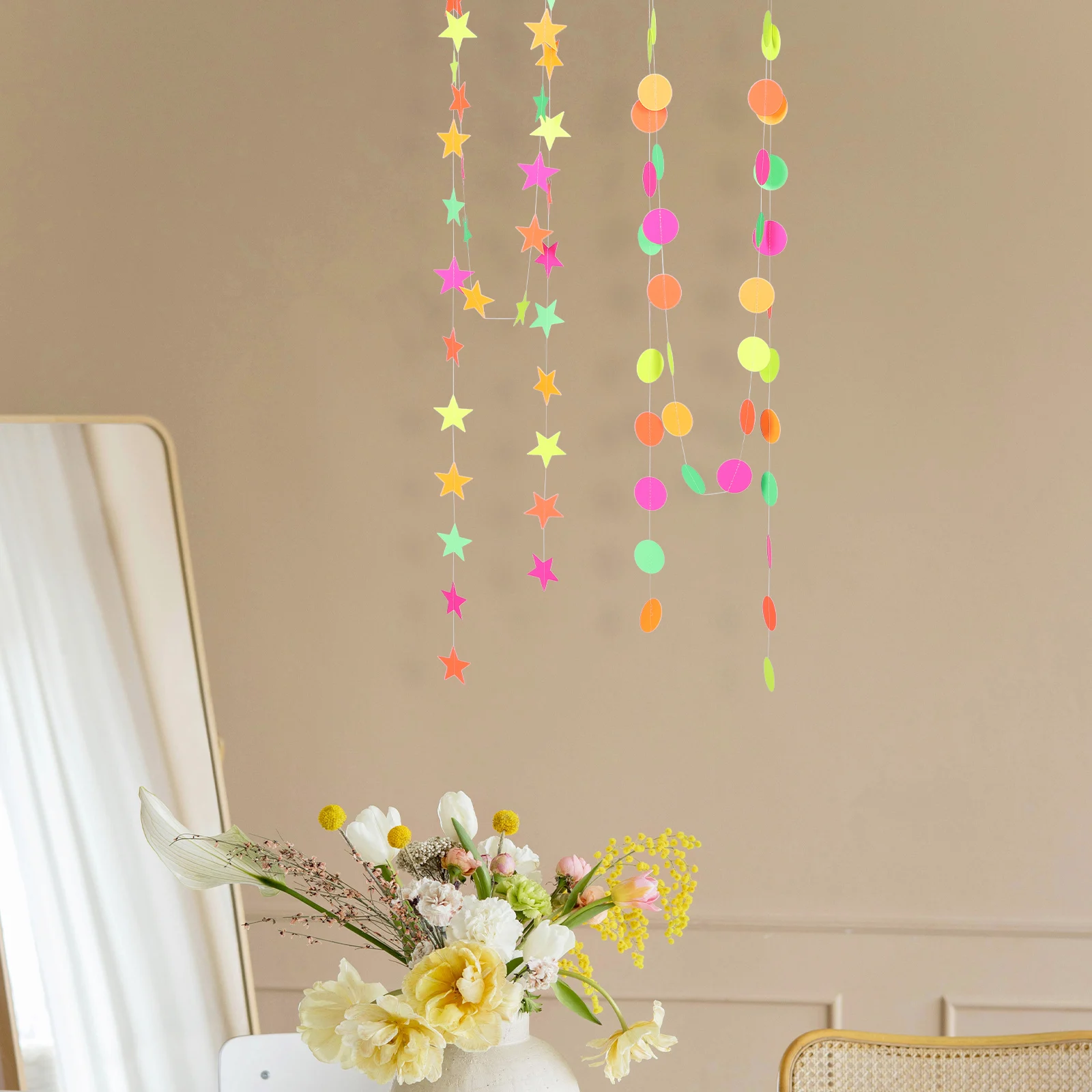 

2 Pcs Neon Paper Banner Glow Dark Streamers Neon Birthday Party Decorations Wedding Birthday Supplies Party Decorations