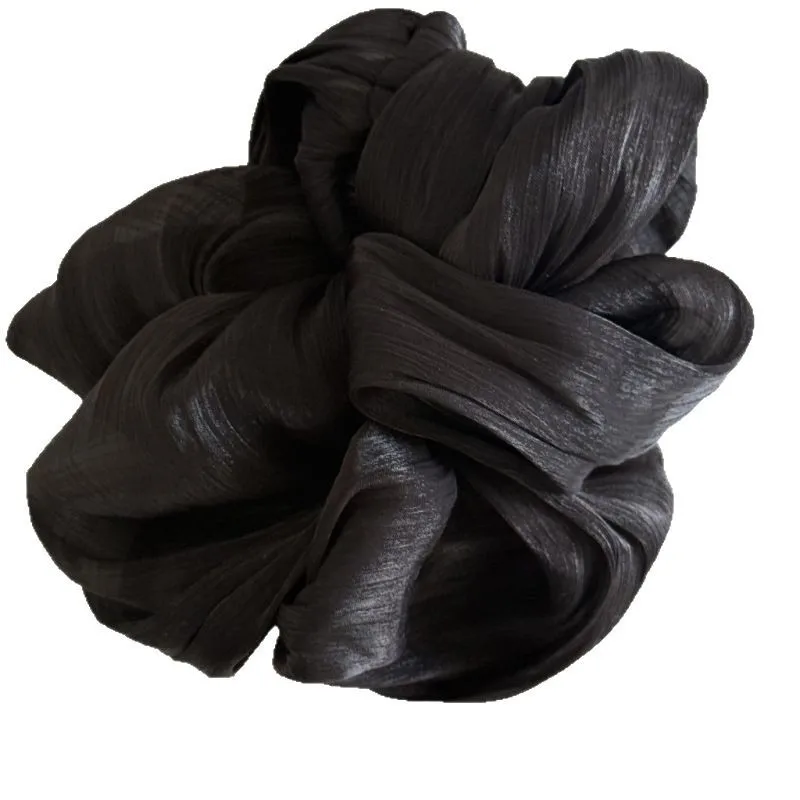 Fashion Vintage Glossy Chiffon Gauze Hair Scrunchies Women Elegant Large Elastic Hair Bands Bright Solid Ponytail Hair Ties Rope image 3
