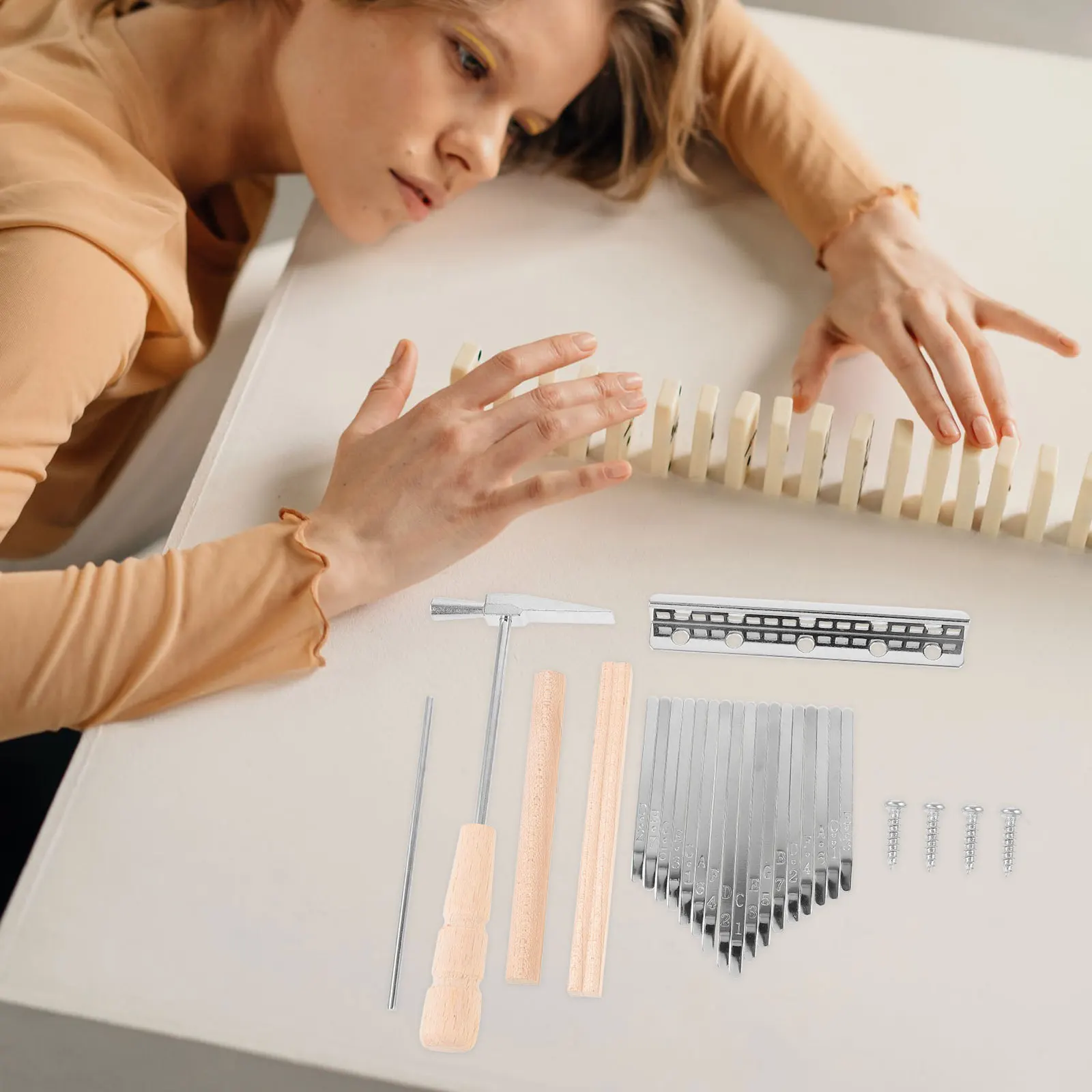 

1Set DIY Thumb Piano Kit Full 17-Tone Kalimba Accessories Smooth Edge Easy Assemble Fun Homemade Musical Instrument Set