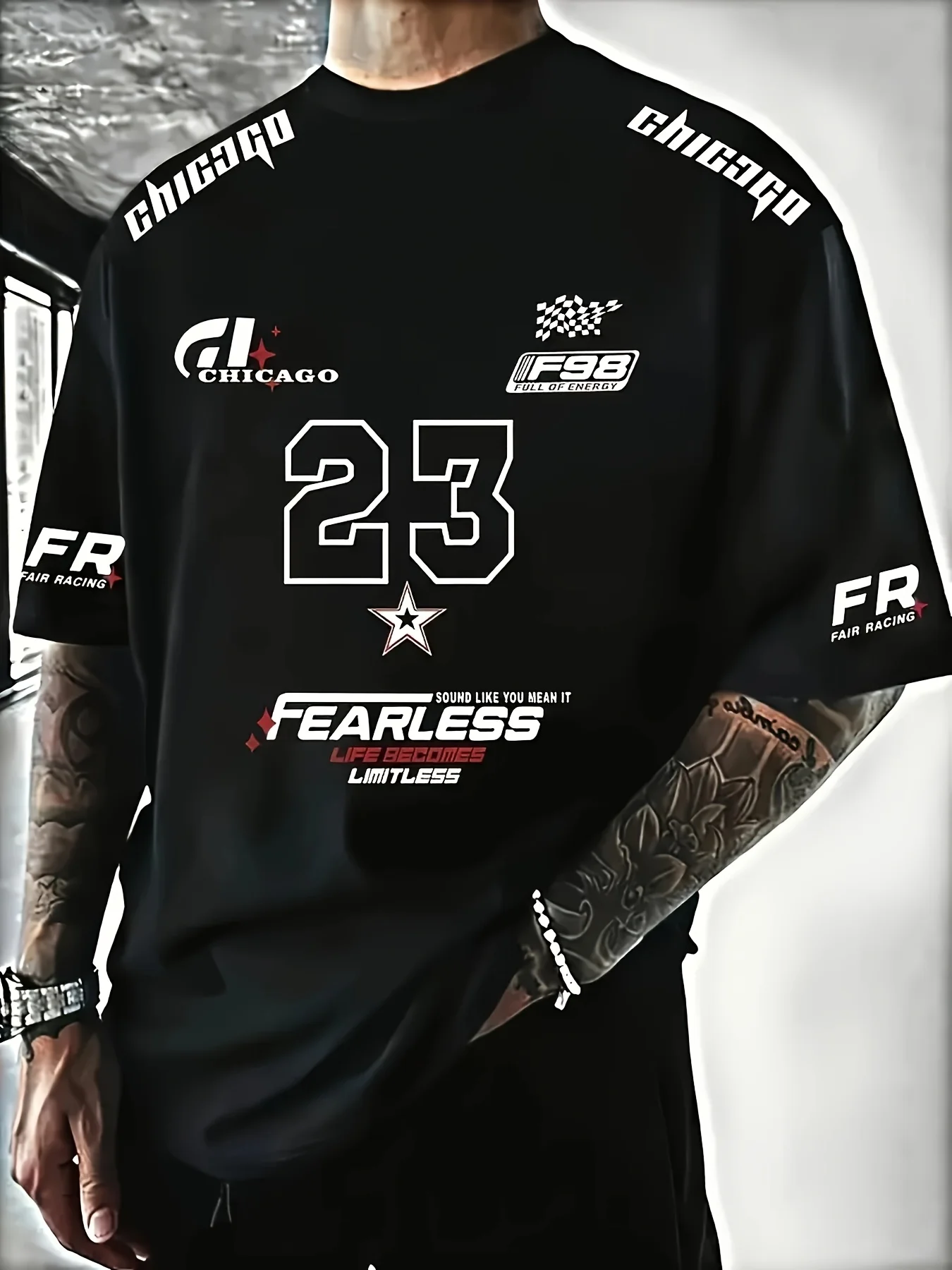 

Men's Racing Icon #23 3D Print Short-Sleeve T-Shirt Casual Streetwear Breathable Sportswear round Neck Unique Letter Print Top