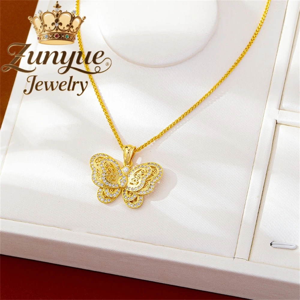 

Sand Gold Three-Dimensional Hollowed-Out Butterfly Pendant Luxury Quality Jewelry Fashion Fine Jewelry Exquisite Elegant Charms