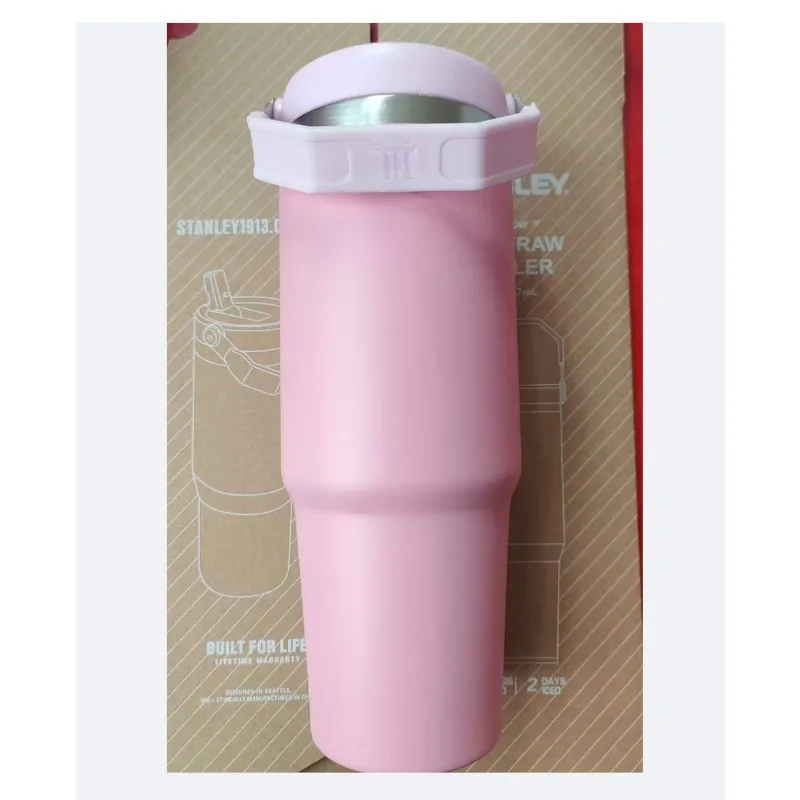 كوب معزول مكنسة من الفولاذ المقاوم للصدأ المتفجر مع غطاء وقش مناسب للشاي المثلج أو كوب ميلك شيك للسفر 2.0H 30oz