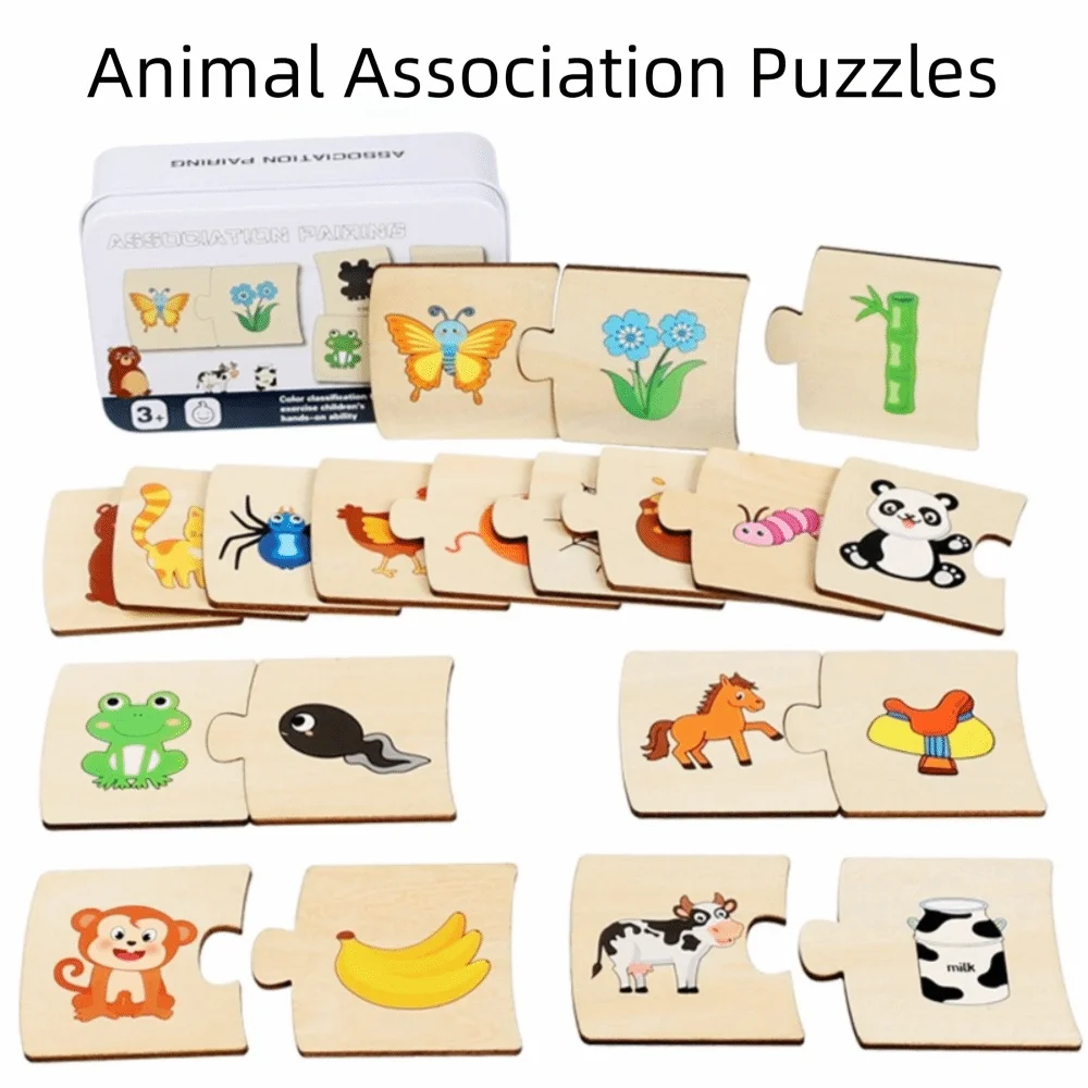Thicken Wooden Puzzle Cartoon Animal Design Paired Wooden Montessori Multifunction Digital Pattern Number Matching