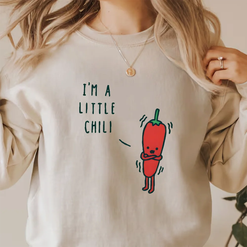 

Funny Unisex Sweatshirt Long Sleeves Casual Hoodies Stylish Pullover Daily Wear Multiple Colors Versatile I Am A Little Chili