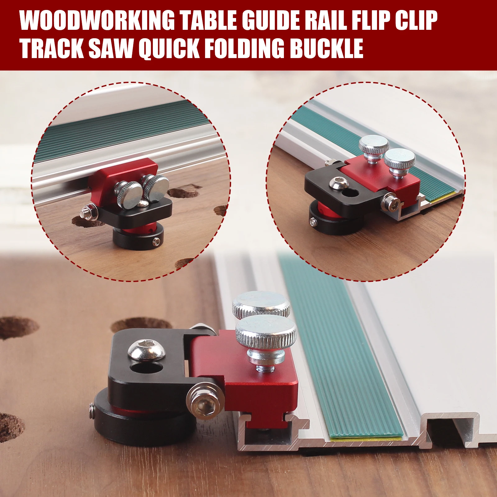 Charnière d'établi de charpentier pour chiens, Rail de guidage de scie sur Rail, Rail de guidage circulaire, pour trou de chien de 19/20mm réglable en hauteur, 1/2 pièces