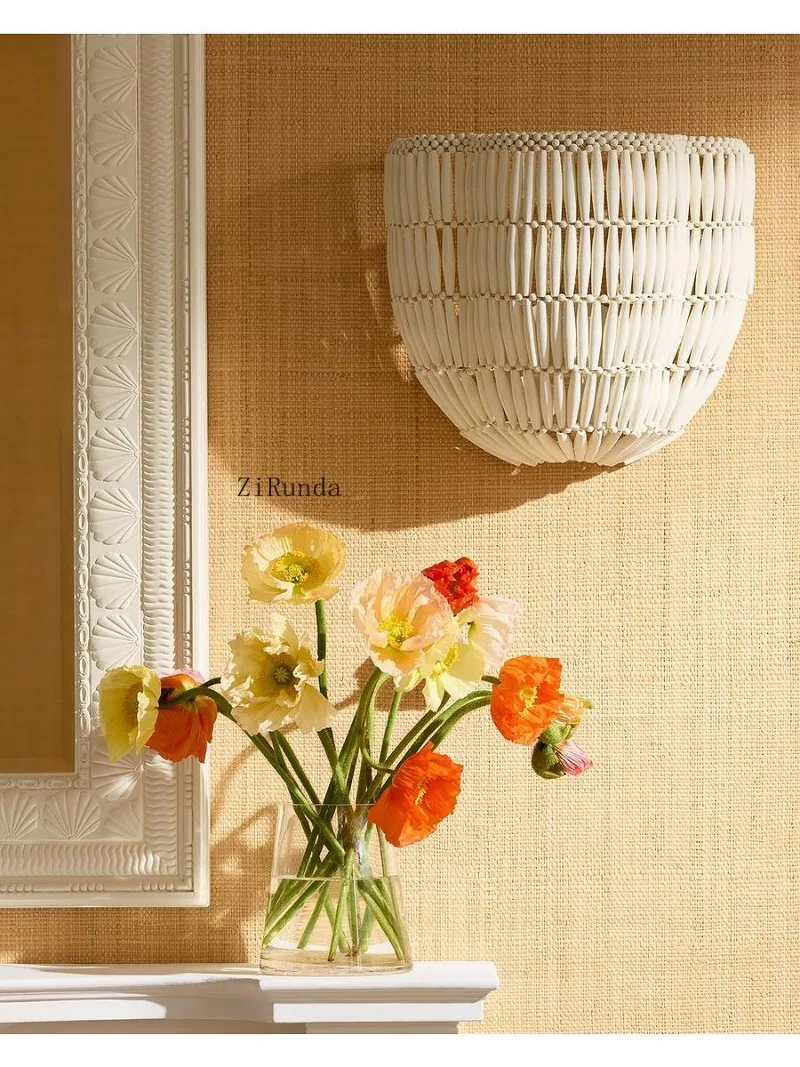 Manufacturer Modern Creative Sword Hemp Rope and Bleached Wood Wall Lamps Hotel Villa Bedroom Corridor Lighting Wall Lamps