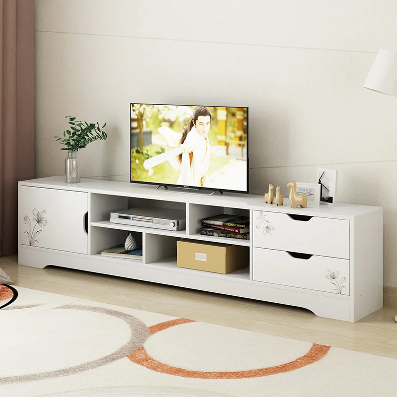 Simple TV cabinet solid wood color modern minimalist small unit floor standing TV table, TV cabinet combination wall cabinet