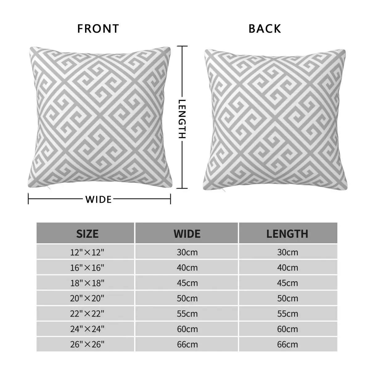 Greek Key Gray White Diagonal Square Pillowcase Polyester Linen Velvet Pattern Decorative Pillow Case Sofa Seater Cushion Cover