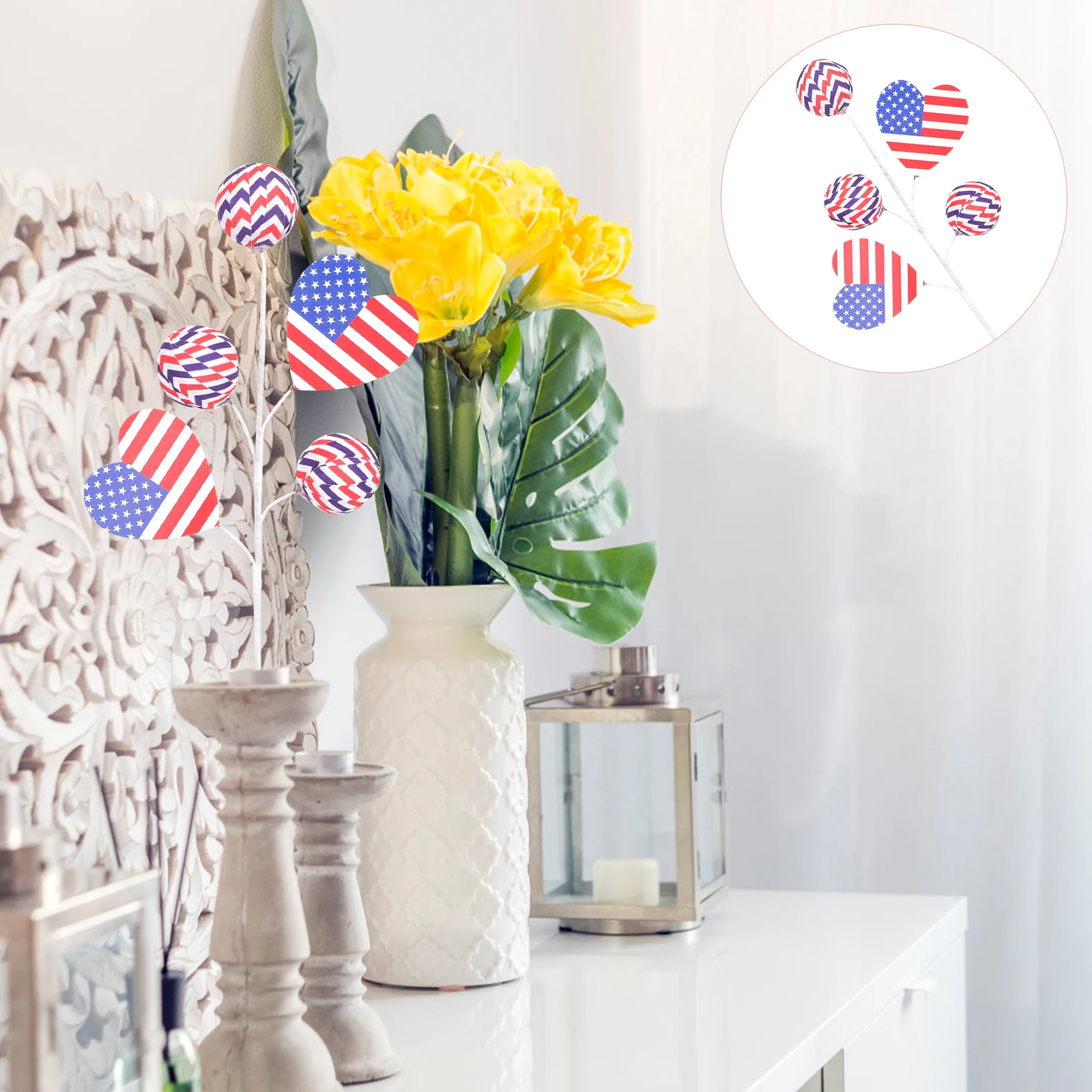 

American Flag Flower Branch Independence Decor Usa Party Decoration July Day Decorations Berry Plastic Patriotic