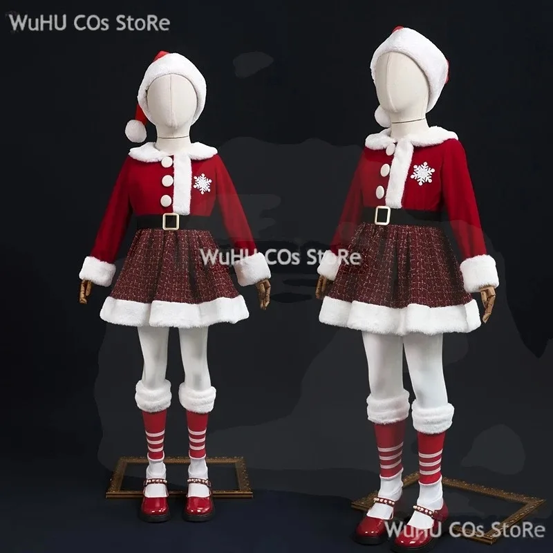 

a7d@Baby Girls Christmas Dress Santa Claus Red Long Sleeve Kids Santa Cosplay Xmas Socks Costume New Year Party Performace Outfi
