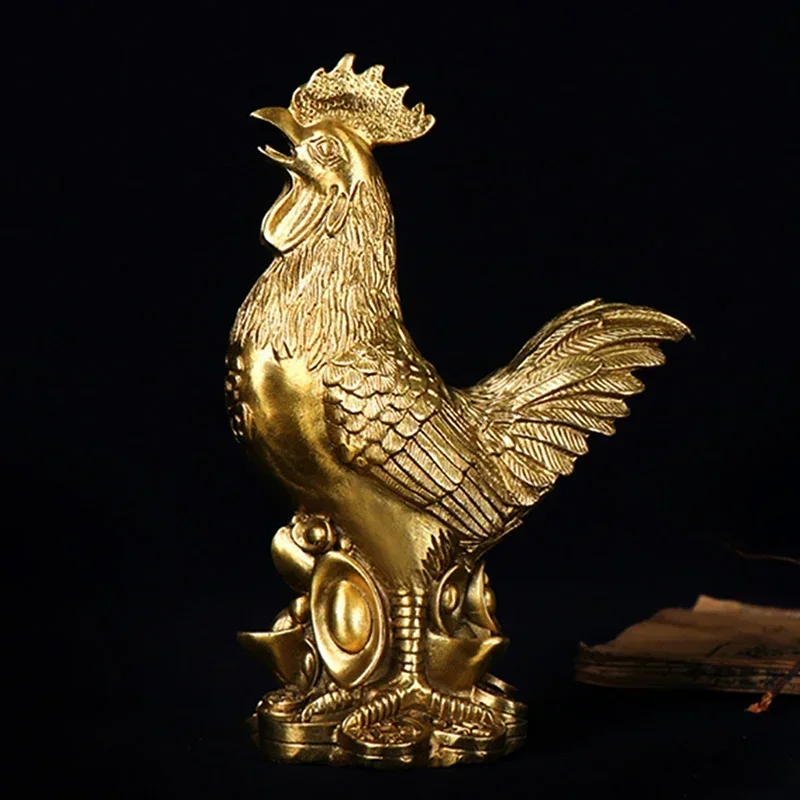 

Brass Rooster Cock Figurine Statue Chinese Lucky Fengshui Ornament for Home Office Store Desktop Decoration Handmade Crafts