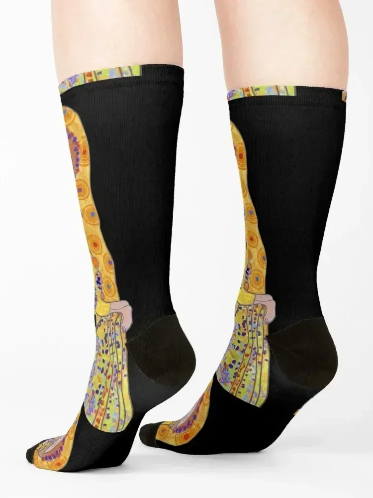 “The Kiss With A Twist” Inspired By Klimt Socks tennis new year Antiskid soccer designer brand Luxury Woman Socks Men's