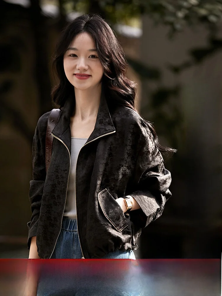 

Xhange ort Outerwear Silk T Top Chinese Sle Stand Collar Embroidered Traditional Fraant Cloud Silk Spring New Arrival