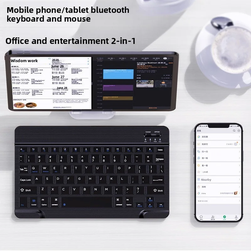 

Bluetooth Keyboard Mouse Set Compatible with iPad Phone Tablet Laptop Silent Office Wireless Rechargeable