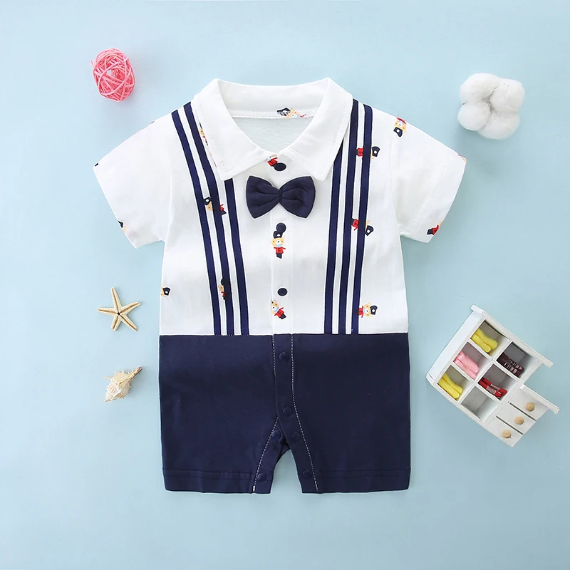 Newborn baby summer clothes for men and women, thin jumpsuits, pure cotton short-sleeved rompers, summer clothes