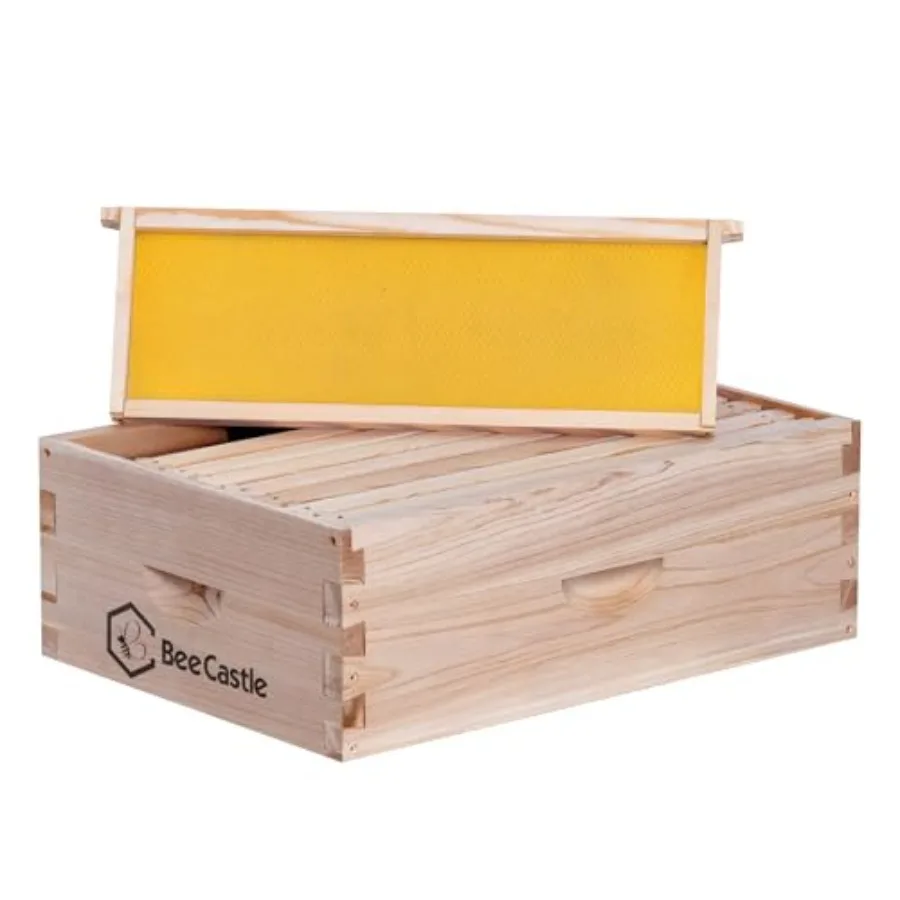 

Улей BeeCastle Medium Super Bee Hive Box Langstroth для пчел, включает улей и восковые основы, в разобранном виде