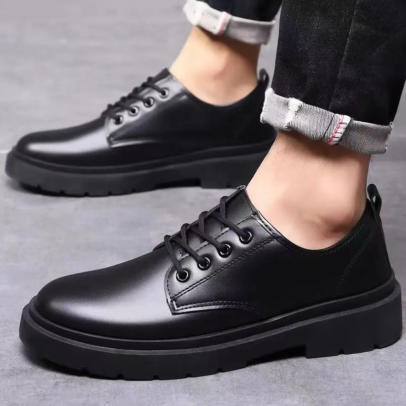 Man Split Leather Shoes Rubber Sole Man Business Office Male Dress Lether Shoes