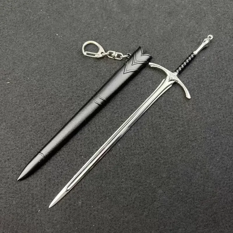 22 cm Silberschwert Das Gandalf Glamdring Schwert Filme Peripherie Mittelalterliche Metallwaffe Modell Samurai Schlüsselanhänger Ornament Handwerk