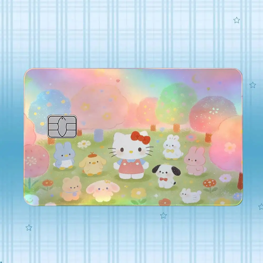 H-Hello Kitty Laser-Holografischer Karten-Skin-Aufkleber für Kredit- und Debitkarten – 4 Stück/Set, wasserfester, kratzfester Schutz – Detail 4