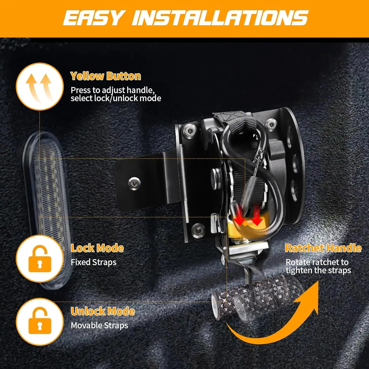 

Trunk Cargo Retractable Ratchet Straps For Ford Maverick 2022-2025 Retracting Straps Securing Strap Tie Down System Accessories