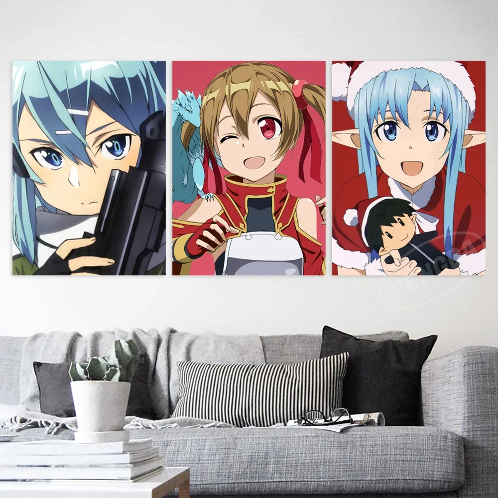 HD Modular Sword Art Online Pictures Anime Home Decor Shinozaki Rika Wall Art Canvas Yuuki Asuna Prints Painting Bedroom Poster