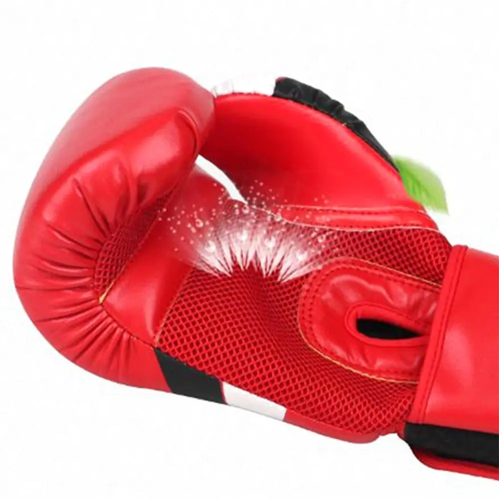 1 Pair of PU Leather Boxing Gloves Wear Resistance Breathable Holes Training Gloves Comfortable Wrist Band Closure