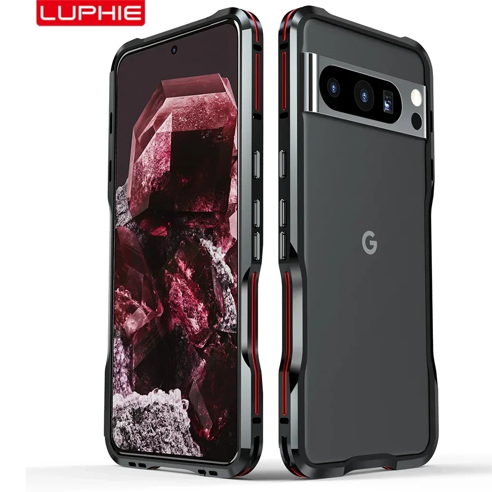 Original LUPHIE Metal Bumer For Google Pixel 8 Pro Case Pixel8 Frame Aluminium Lightweight Shockproof Skin+Camera Lens Protector