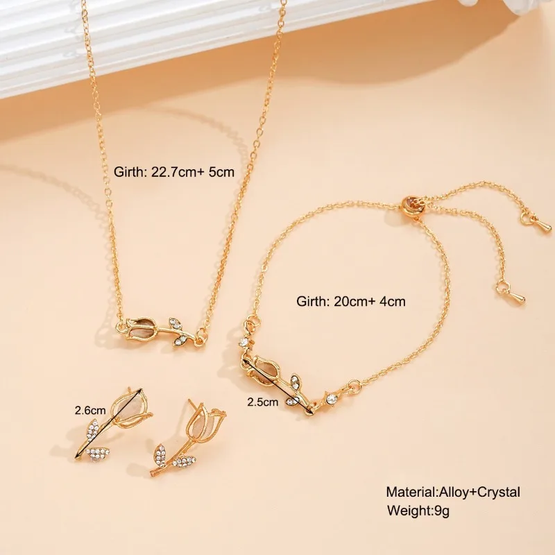 مجموعة إكسسوارات قلادة وسوار وأقراط توليب جديدة وحلوة وعصرية لتزيين التنقل اليومي