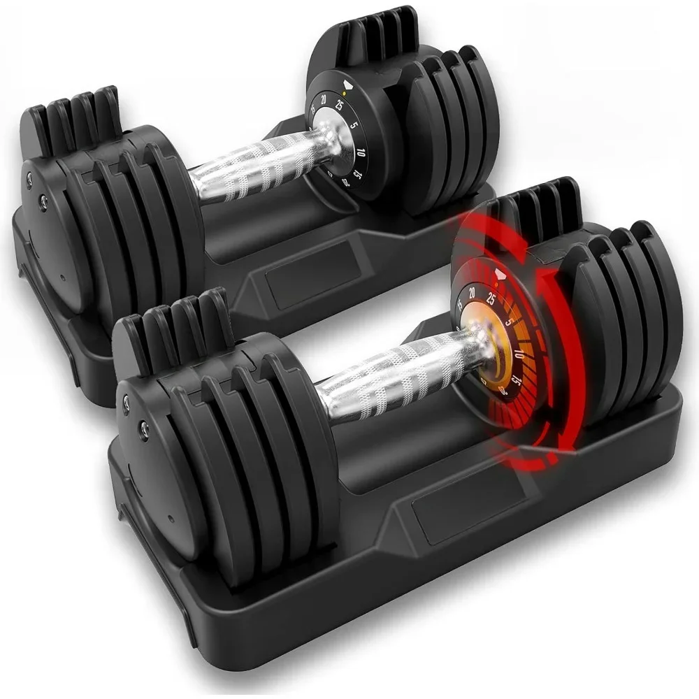 KAdjustable Dumbbells Set-25lb Dumbbells with Anti-Slip Metal Handle  for Exercise & Fitness Fast Adjust Weight