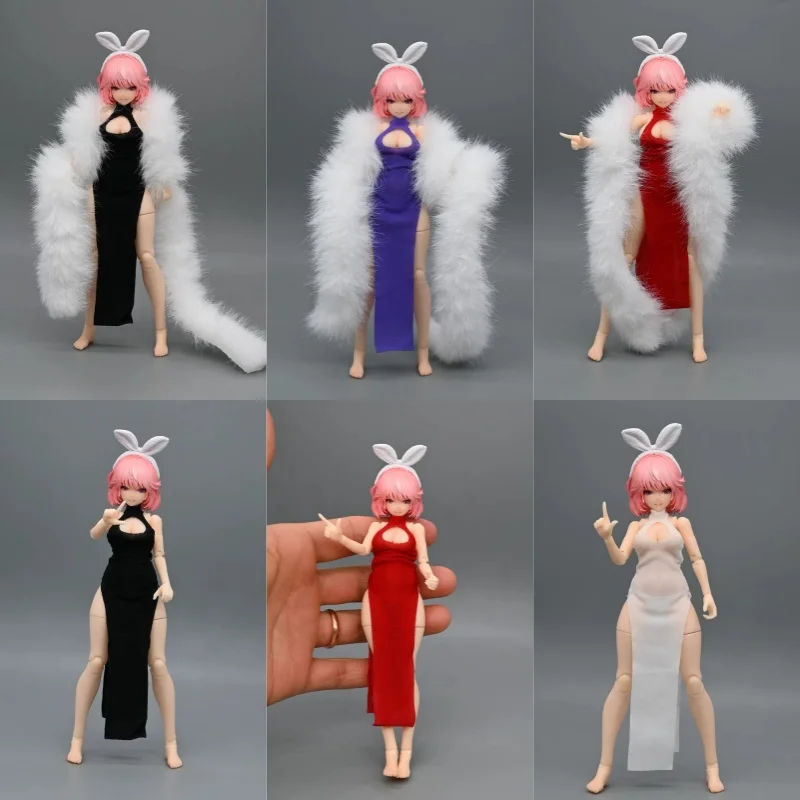 1/12 Scale Cheongsam Dress Shawl Collar Leg Rings Clothes Model Fit 6