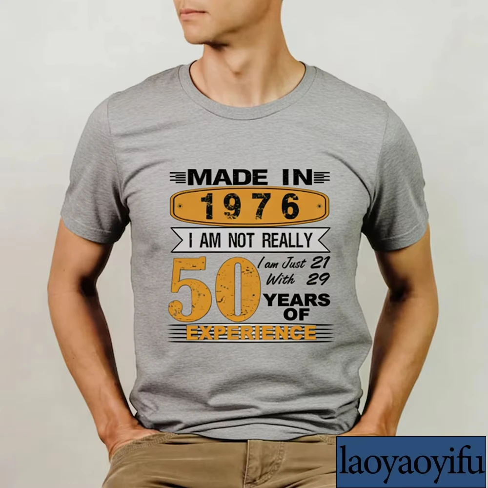 1976 Tee Fiftieth Birthday Shirts 50. Geburtstagsgeschenk-Shirt für Frauen und Männer Vintage 1976 Shirt Geschenk zum 50. Geburtstag Baumwoll-T-Shirts – Detail 3
