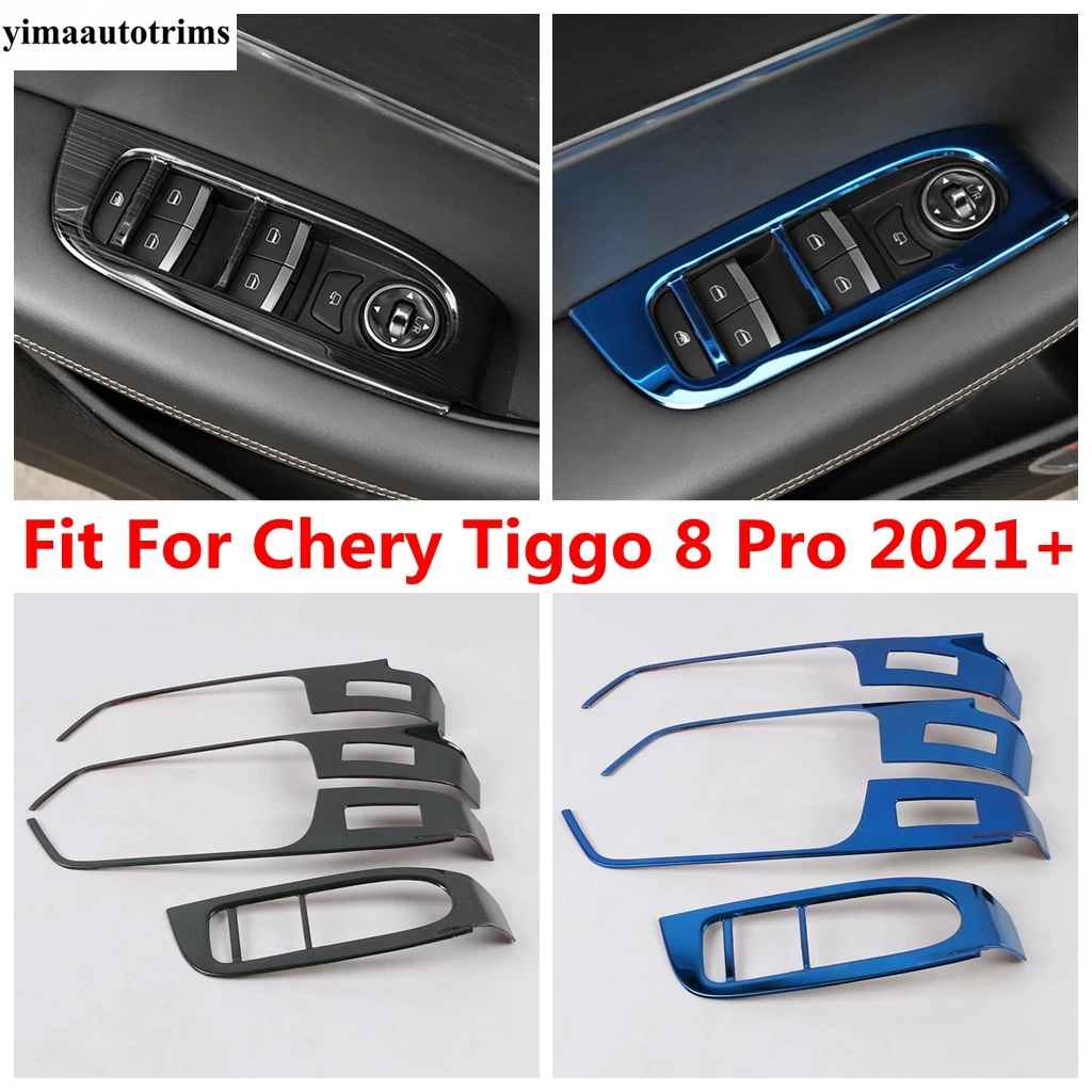 

Car Inner Door Armrest Window Lift Switch Button Panel Decoration Cover Trim Metal Accessories For Chery Tiggo 8 Pro 2021 2022