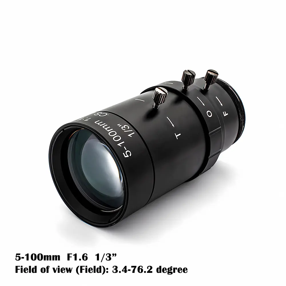 Lente zoom de montagem CS 2.8–12 /5–50 /50–100 mm Lente varifocal de íris manual para visão de máquina industrial ou câmeras de vigilância CCTV