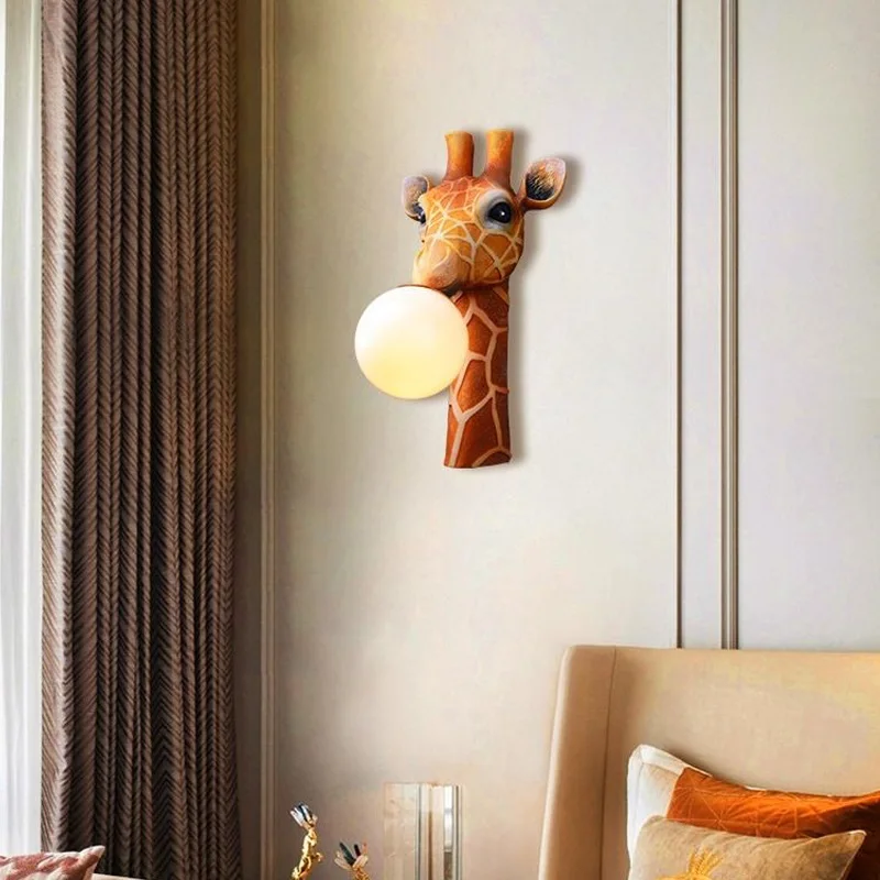 

modern Cartoon LED giraffe wall lamp European child background wall decoration lighting home living room bedroom light