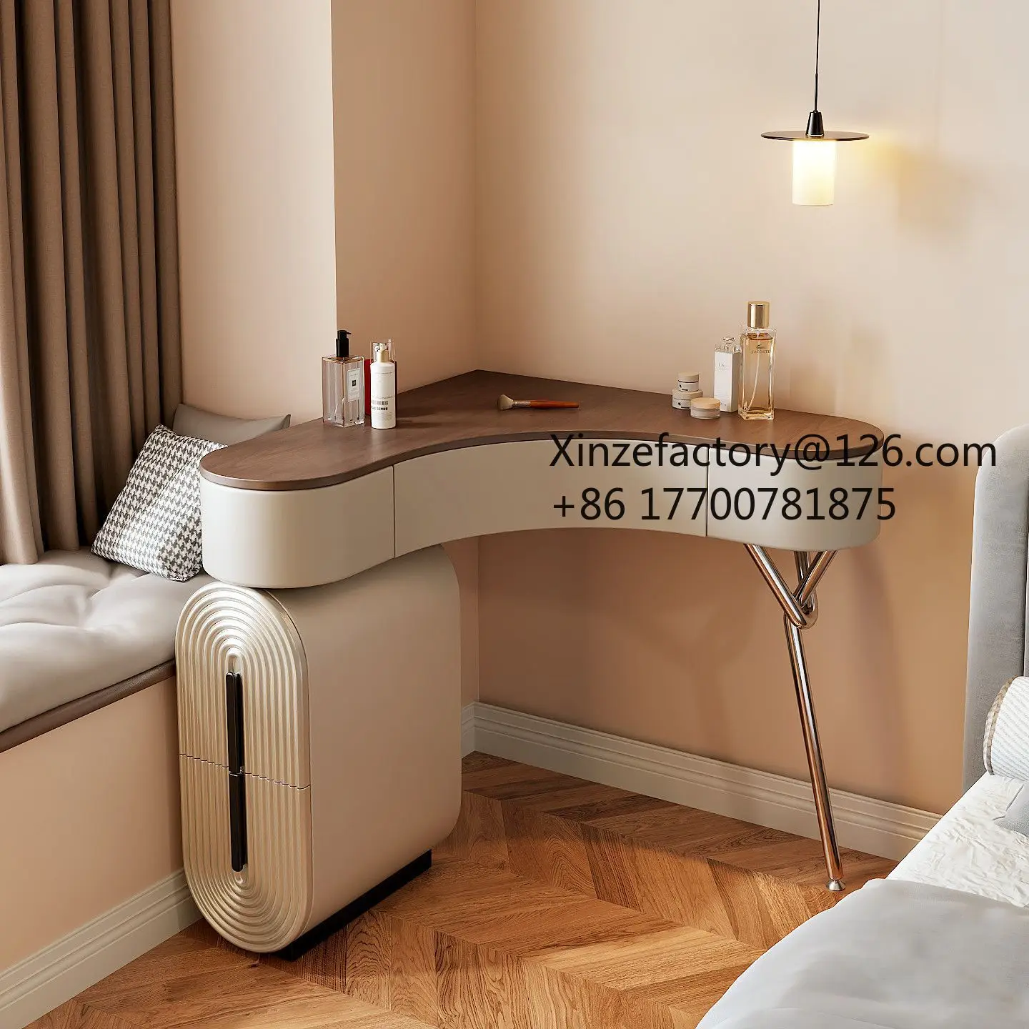 Factory Direct 2026 Top Rated Bedroom Small Apartment Comb Makeup Table Modern Simple Corner Dresser Bedside Storage Integrated