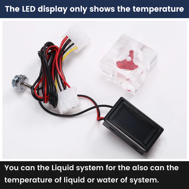 Three Way Flow Meter LED Thermometer For Water Cooling Liquid Cooler Computer Radiator Supplies Temperature Meter