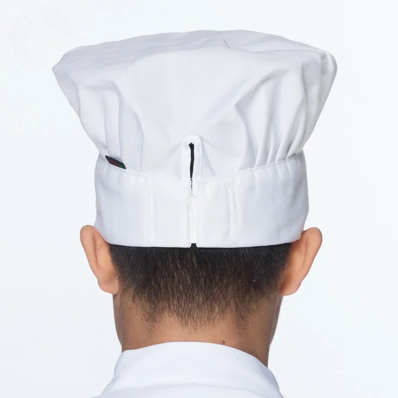 Sombrero de camarero de cocina de hotel, sombreros de chef blancos plisados, pastelería para hombres y mujeres