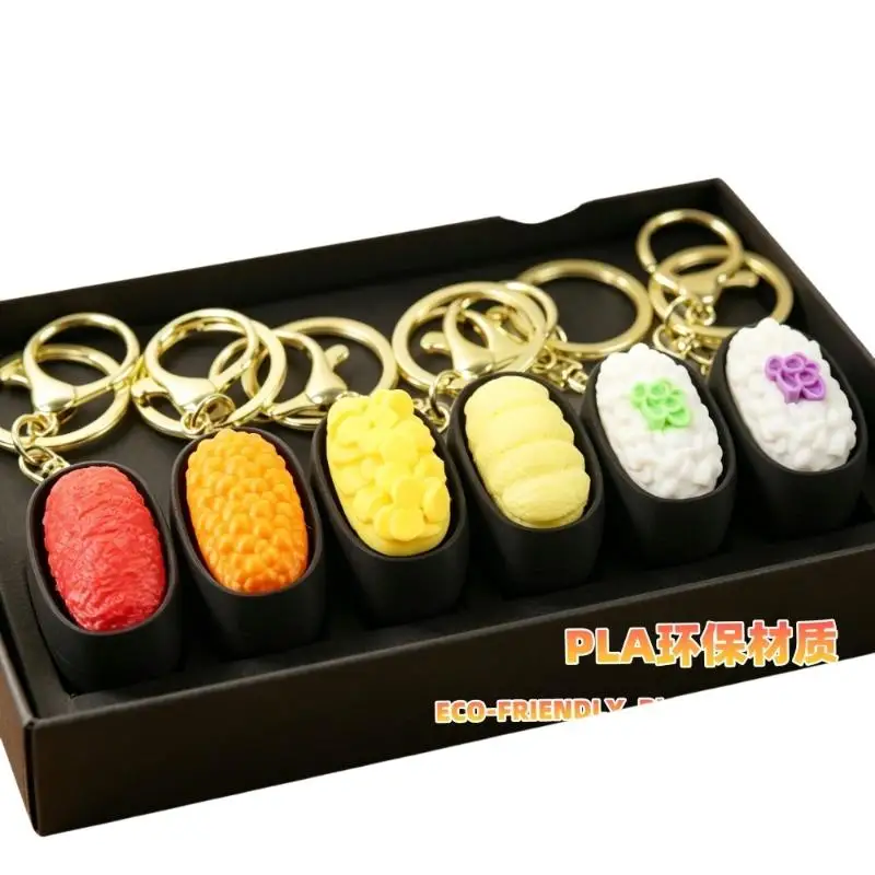 3D-gedruckter simulierter Sushi-Schlüsselanhänger, niedliches Design, perfekte Taschendekoration, Geschenk, Autoanhänger-Zubehör, Stressabbau-Spielzeug – Detail 6