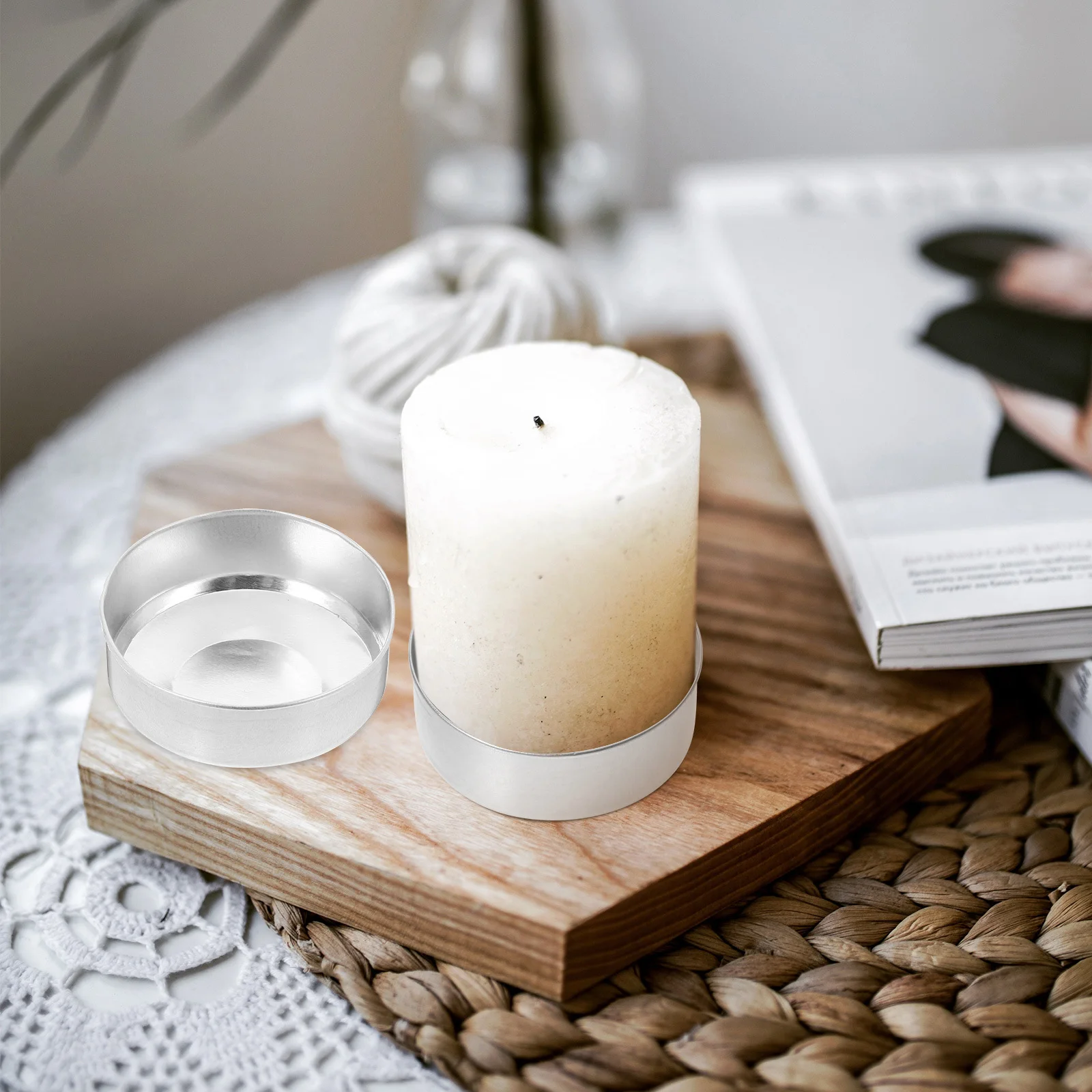 30 bicchieri per tealight in alluminio, supporti metallici vuoti per decorazioni per feste in casa, protezioni antigoccia per candeliere fai da te