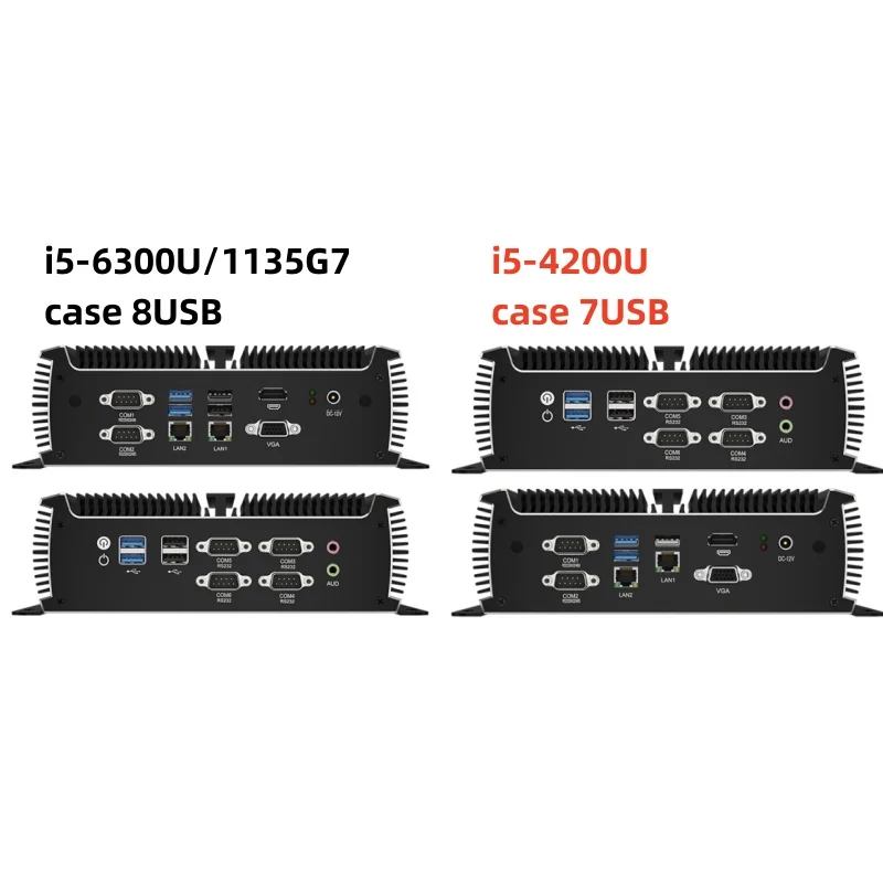 Промышленный мини-ПК без вентилятора 2 * RJ45 2,5G 2 * RS485 Intel core 4200U 6200U 1135G7 8USB PCIE DDR4 PXE 4G LTE CAN-Bus Win11 LINX IPC