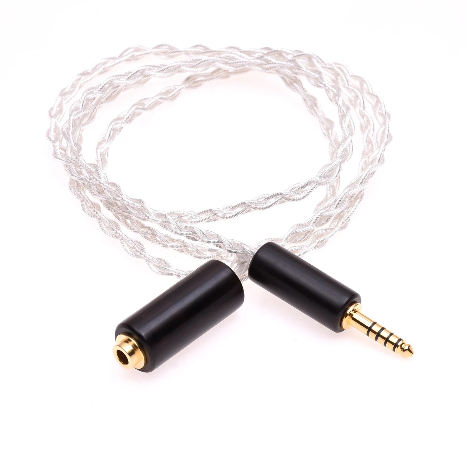 Wooden 4.4mm Male to 4.4mm Female Balanced Headphone extension Cable 4 Cores 6N OCC Crystal Silver Plated gold Plated Cable