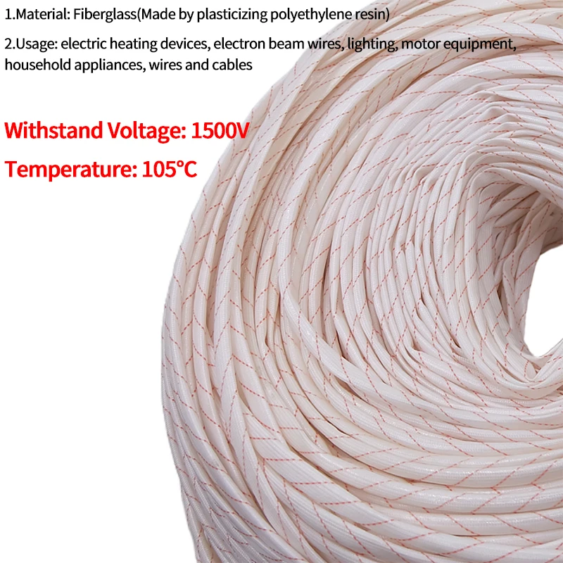 2M/10M Insulation Fiberglass Tube High Temperature Cable Sleeve Yellow Wax Glass Fiber Braided Casing Wire Wrap Protection Pipe