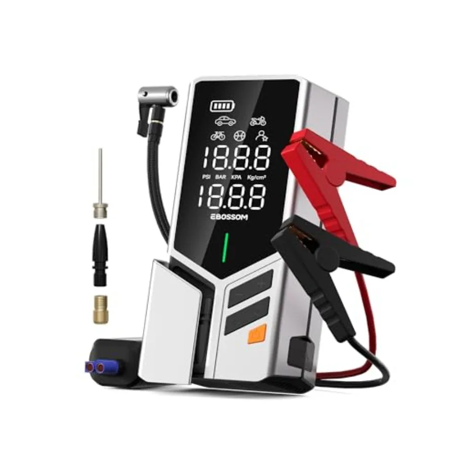 

Portable Car Jump Starter with Air Compressor 150PSI Tire Inflator and 44.4Wh Battery for 6.0L Gas Engines Fast Inflation Pump
