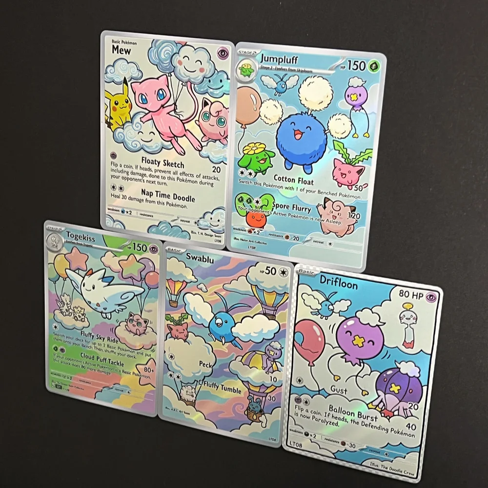 Pokemon PTCG Cards Oil Painting Style Mew Jumpluff Togekiss Swablu Drifloon Collection Cards Rare Holo Card Pokemon Gift