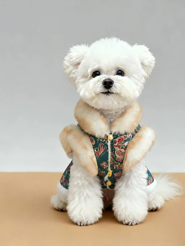 

Mlo Pet Clothes New Chinese Sle Tang Costume Fce Lined Cotton Vest for Dogs And s Warm Festive Clothing